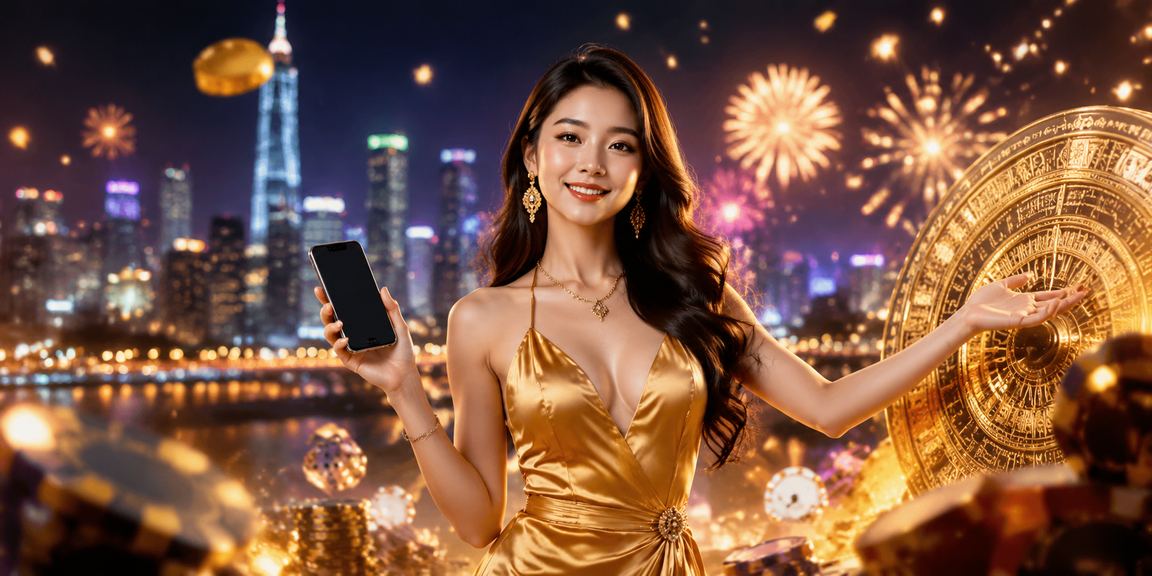 Người chơi sử dụng điện thoại tại casino với ánh đèn neon Hồ Chí Minh về đêm
